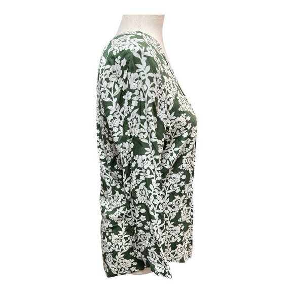 Fun2Fun Pleated Detail Blouse~Size X-Small~Green White Floral Top ~ L13 14 - Picture 5 of 10